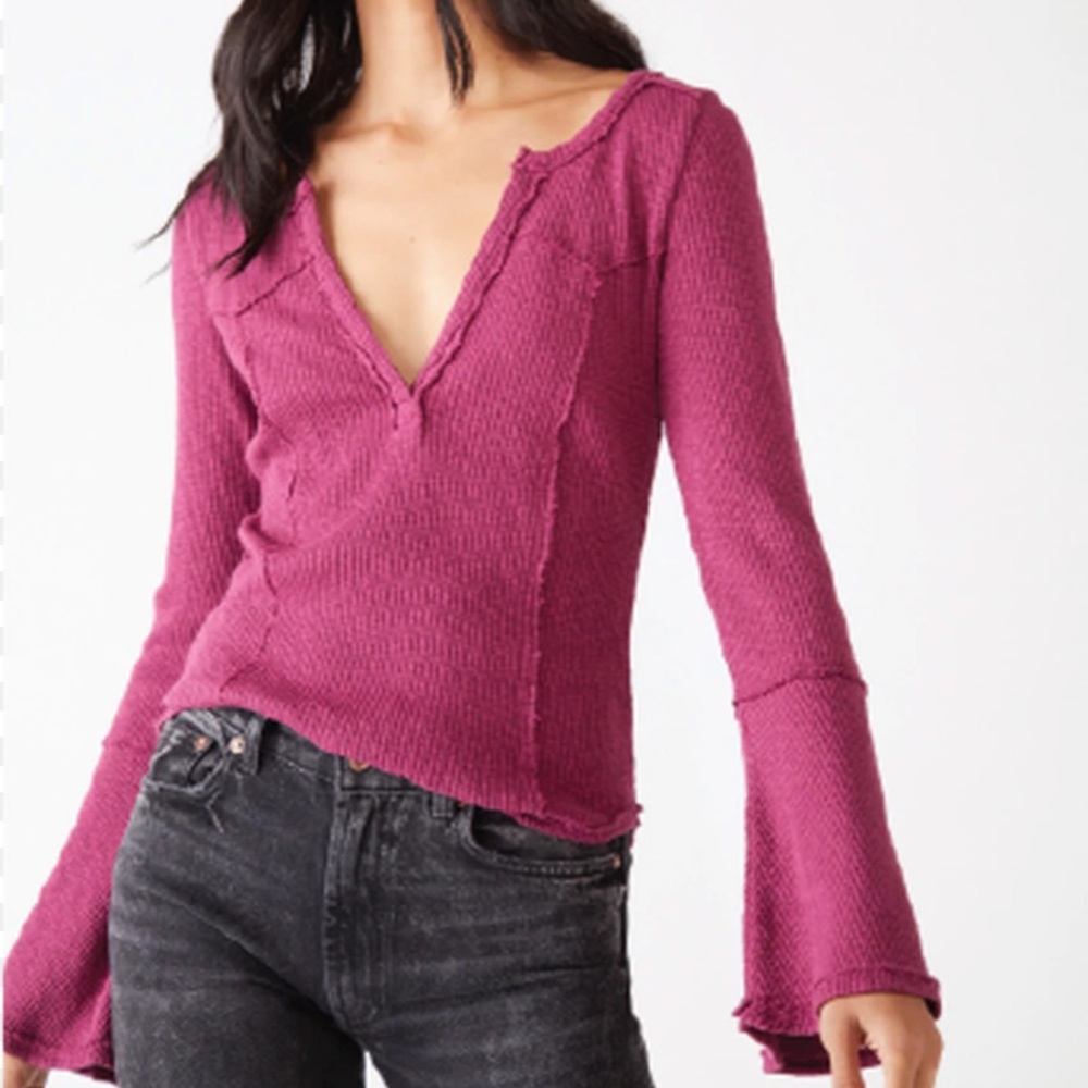NWT Free People Women’s We The Free Bell Sleeve Ribbed Knit Sweater
